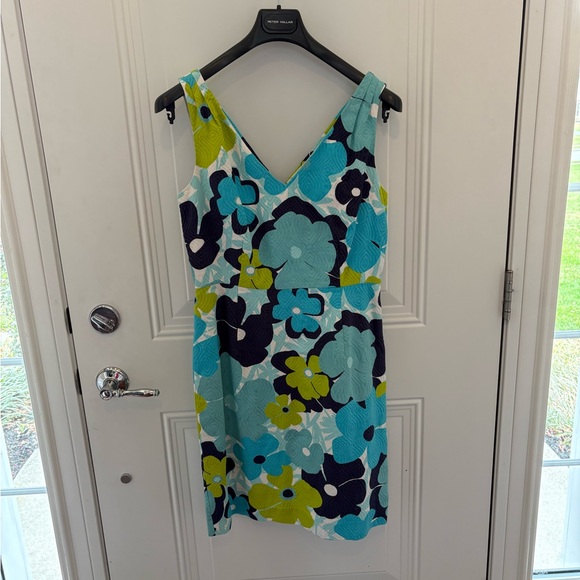 Lilly Pulitzer Dresses & Skirts - Lily Pulitzer Floral V-Neck Sleeveless Summer Dress - Blue & Green